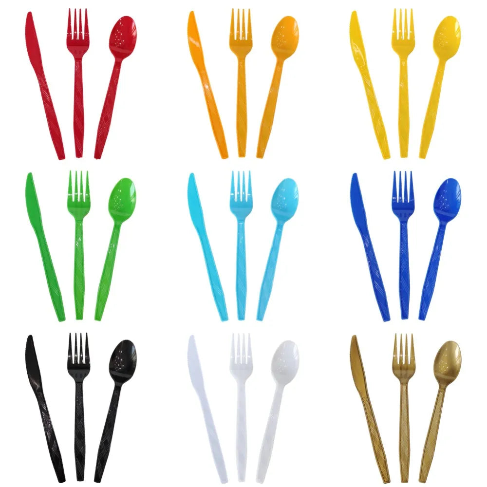 Kit Talheres Descartáveis Coloridos – Festa, Casamento e Chá de Bebê