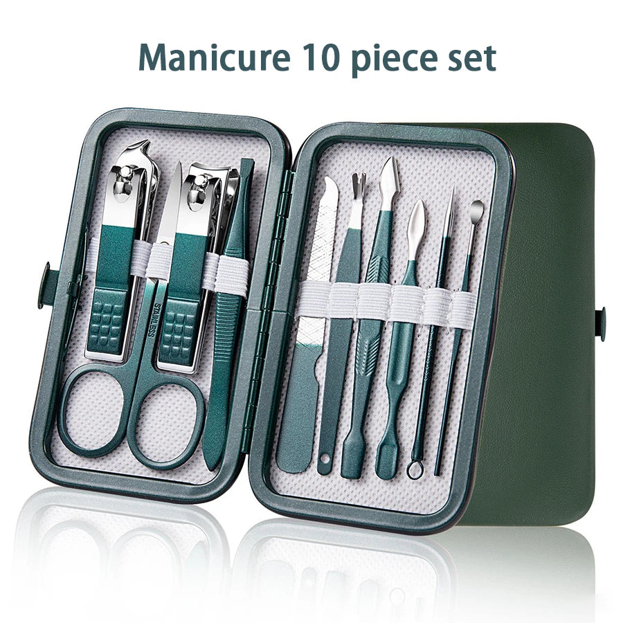 Kit de Manicure e Pedicure Profissional em Aço Inox com Estojo