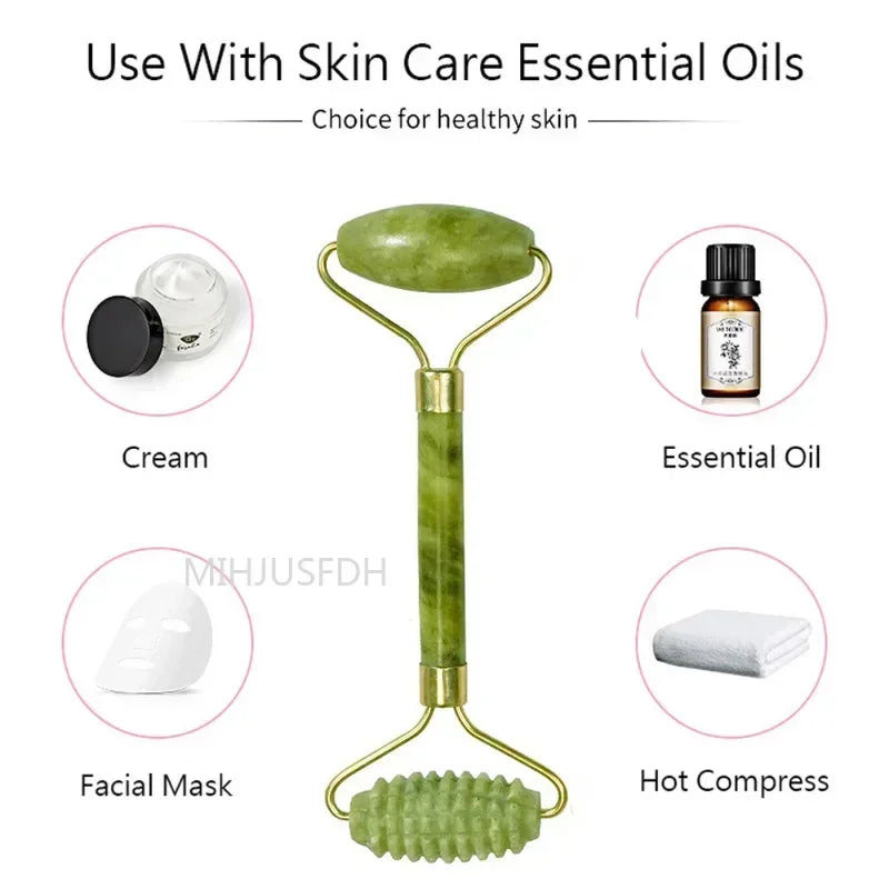 Rolo de Jade Natural para Massagem – Pele Mais Firme e Relaxada