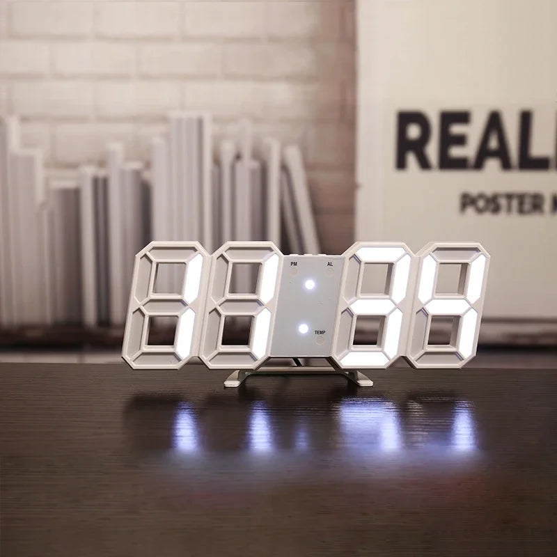 Relógio Digital 3D LED – Design Moderno com Iluminação Noturna e Alarme Inteligente
