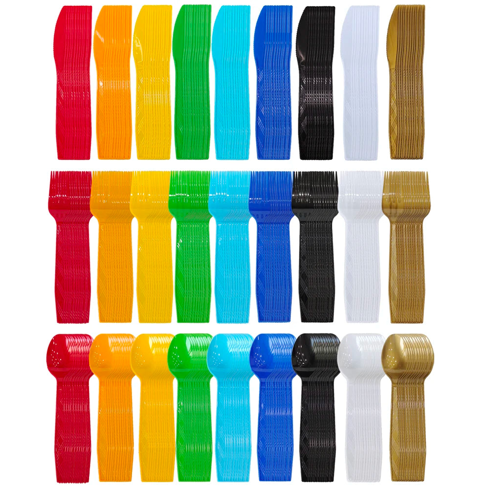 Kit Talheres Descartáveis Coloridos – Festa, Casamento e Chá de Bebê