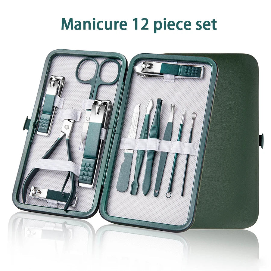 Kit de Manicure e Pedicure Profissional em Aço Inox com Estojo