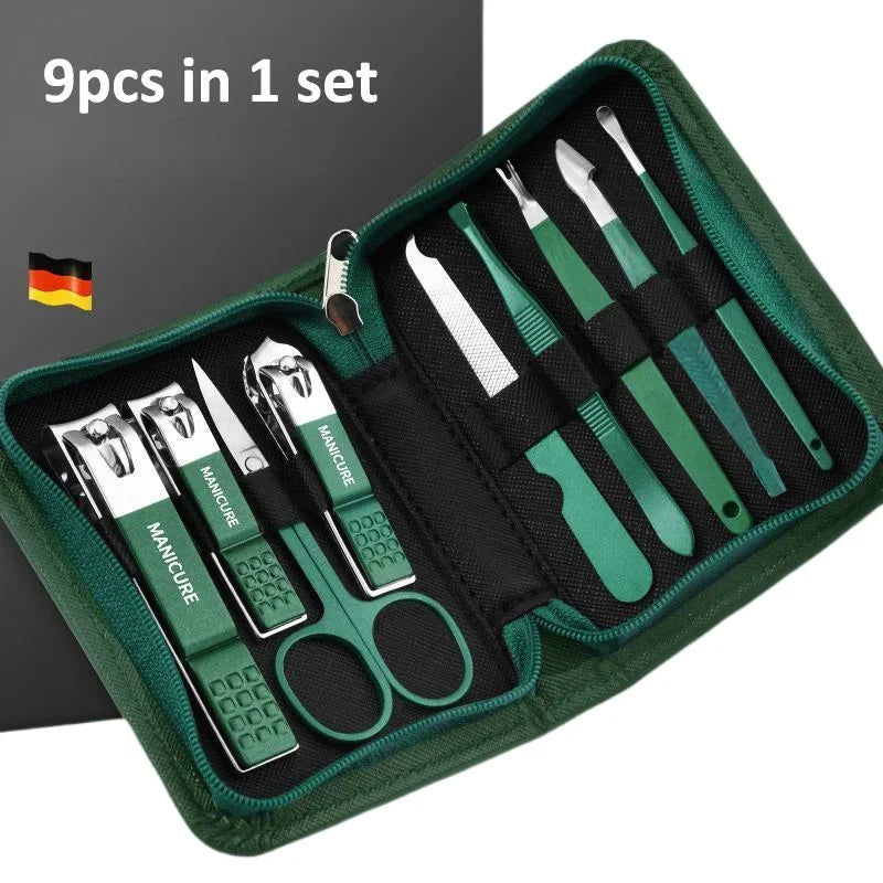 Kit de Manicure e Pedicure Profissional em Aço Inox com Estojo
